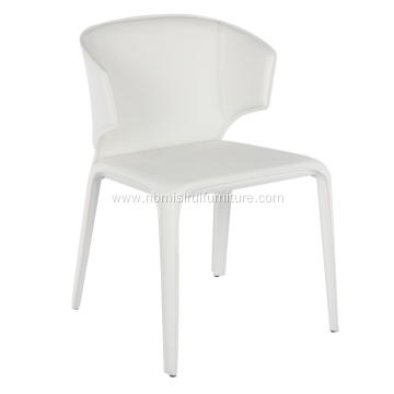 Hola white leather armrest dining chairs